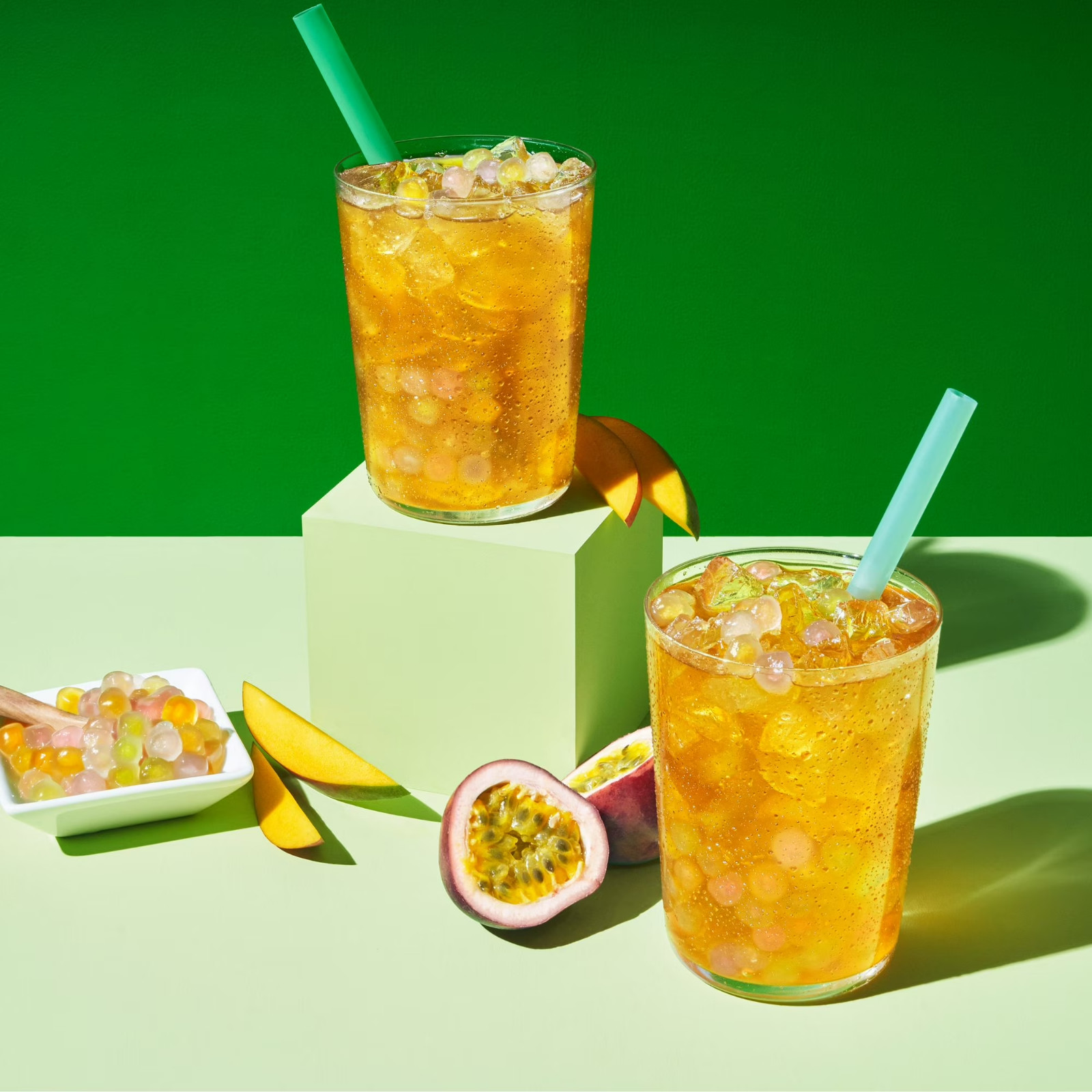Yulu Instant Boba Mango Peach Tea, Bubble Tea Kit, 3 Drinks