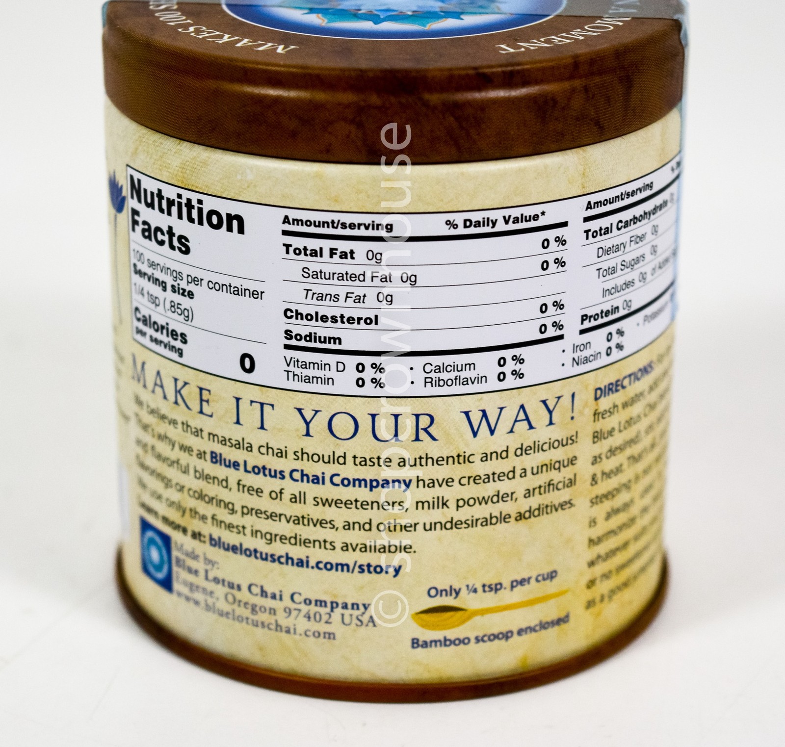 1 Blue Lotus Chai Tea Traditional Masala Makes 100 Cups 3oz canister 03/04/2027
