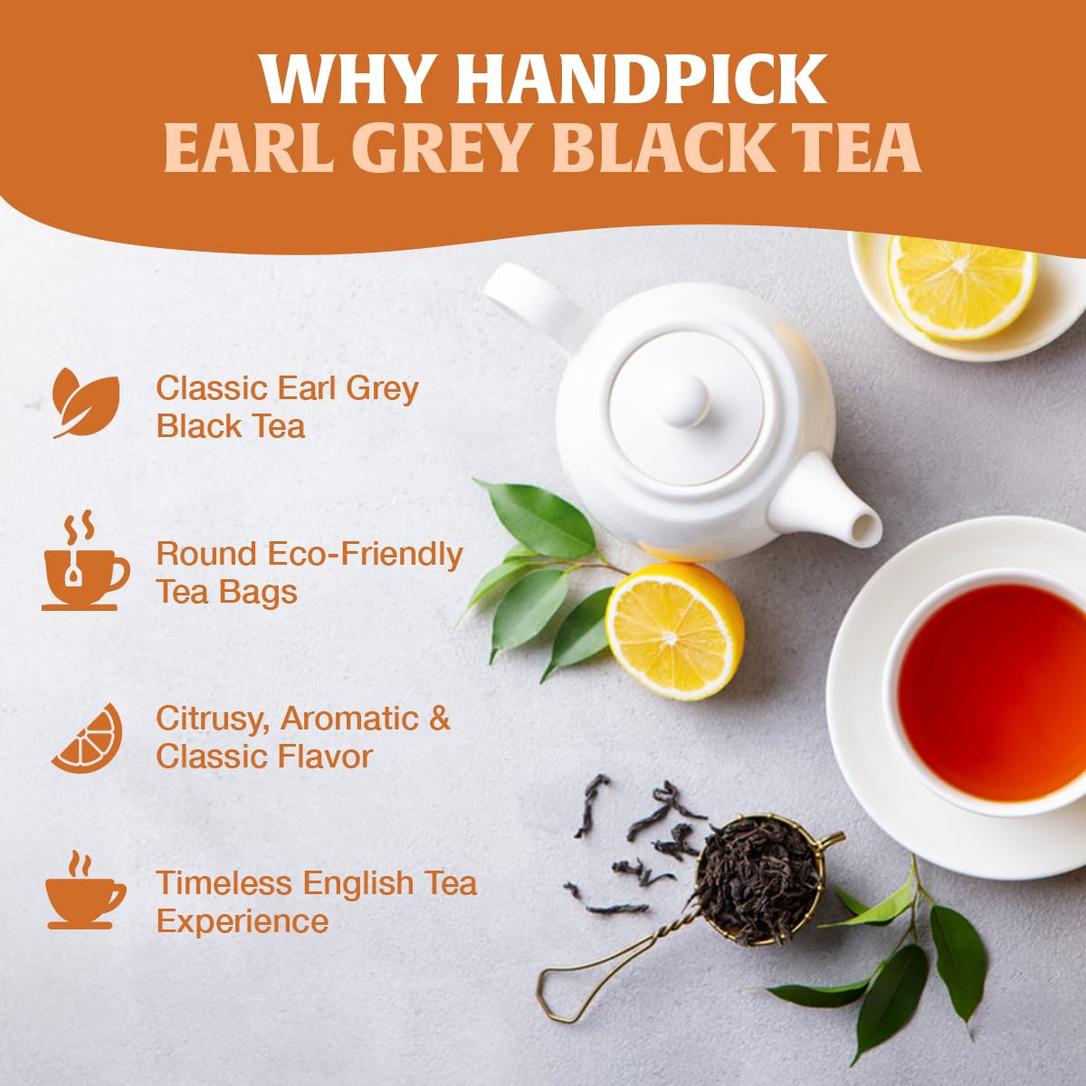HANDPICK, Earl Grey Black Tea Bags (100 Count) Bergamot Oil | Caffeinated, Earl