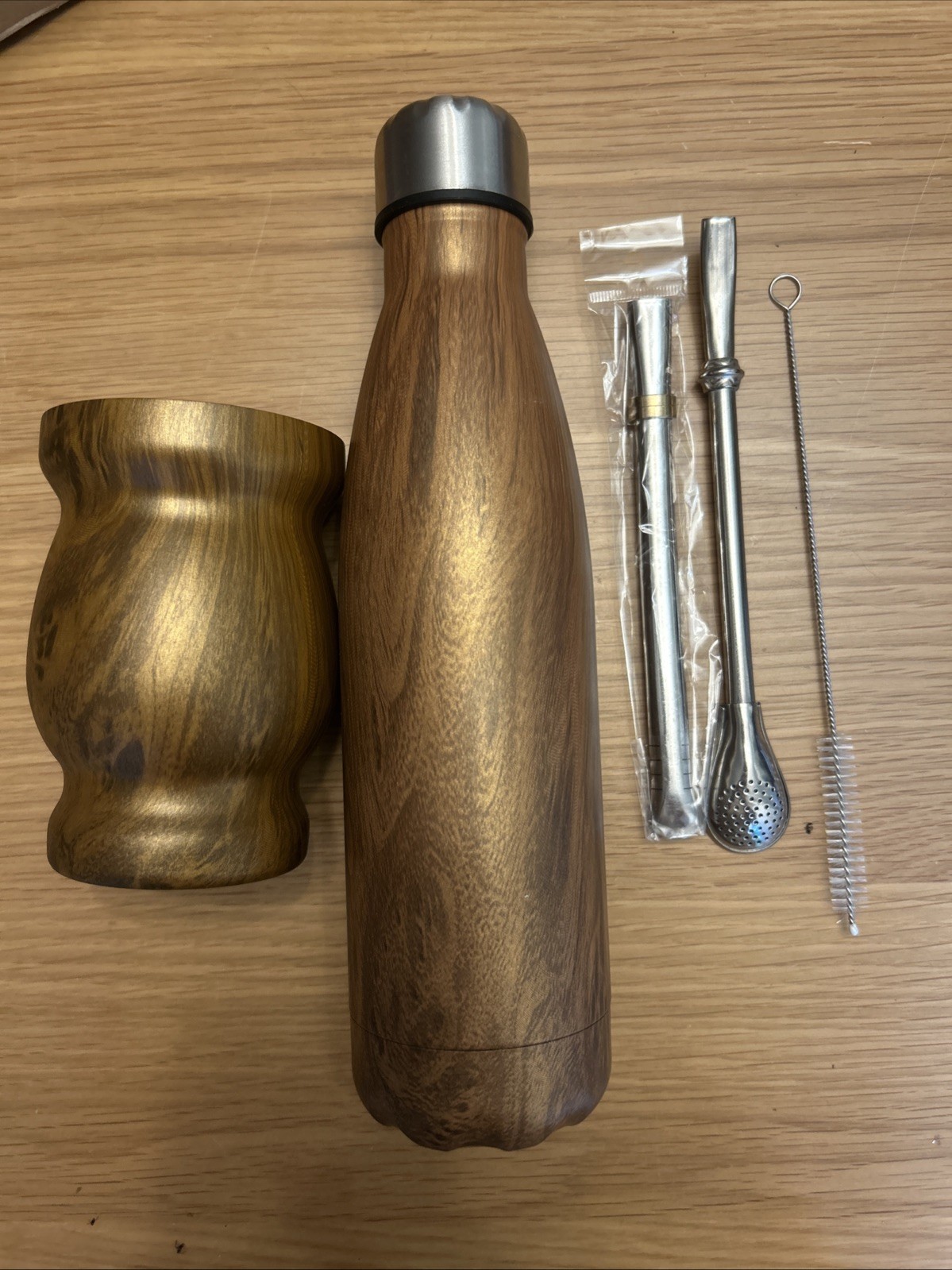 Stainless Steel Yerba Mate Gourd Set, 5 Pcs Including 12 oz Gourd with Bottle