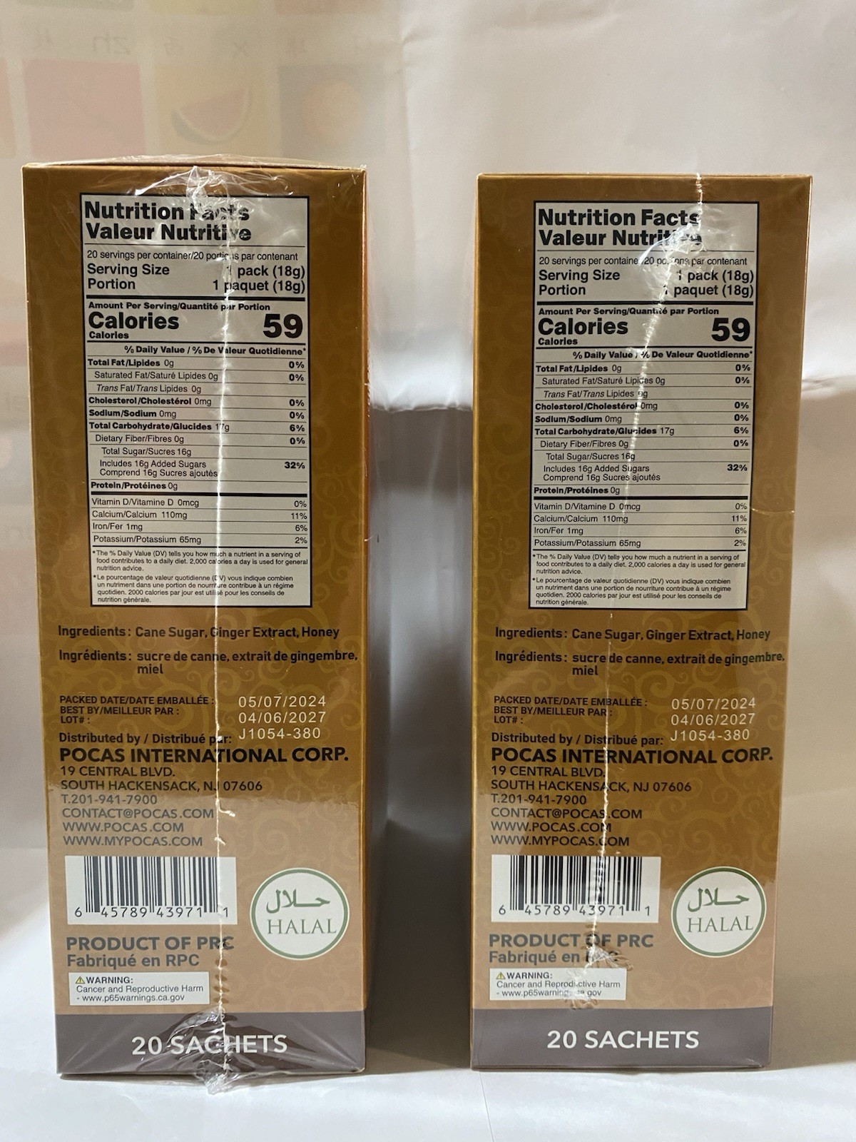 Pocas Honey Ginger Tea original Instant (2 Pack ) Exp:04/27 NEW free Shipping