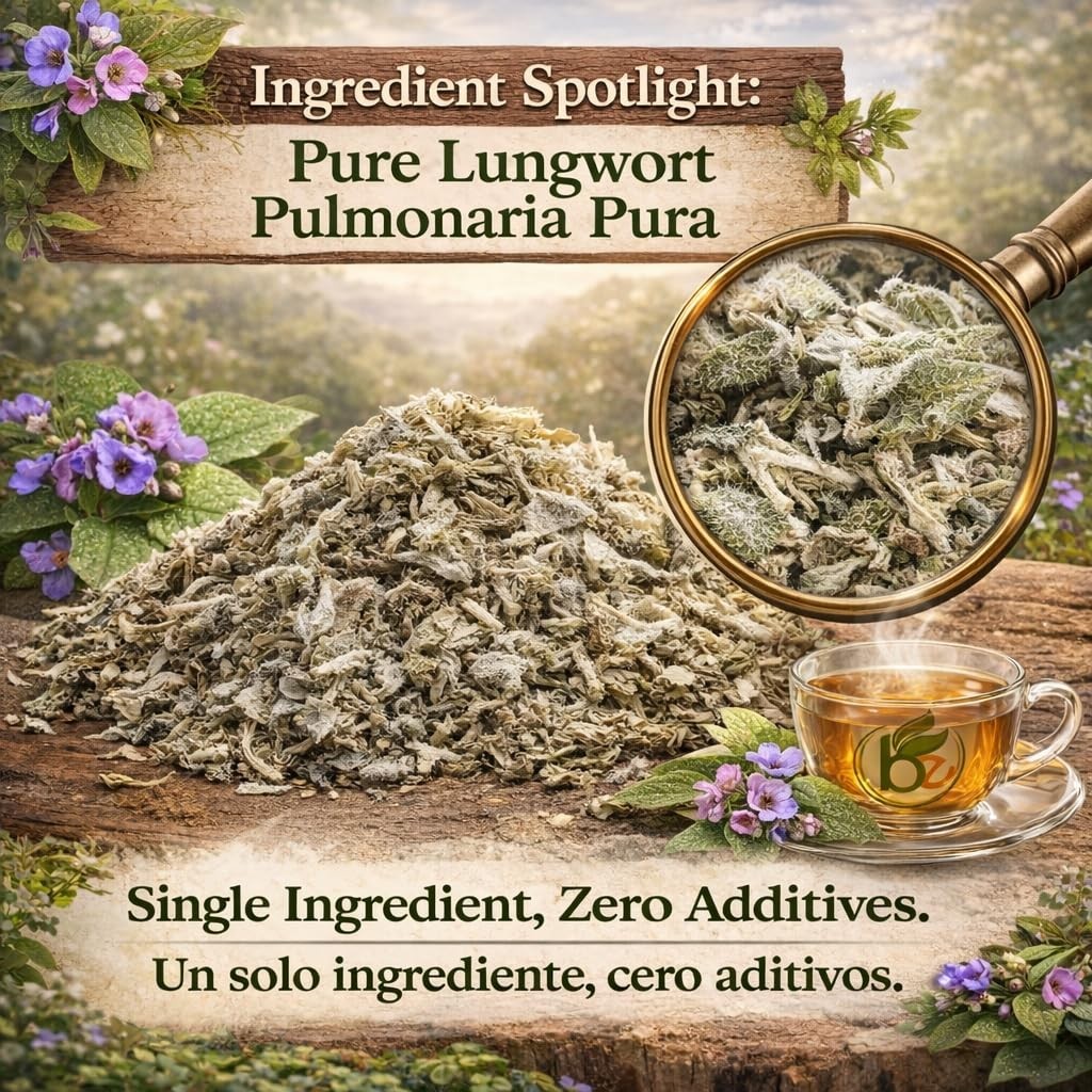 Pulmonaria Herbal Tea – 4 oz (113g) – 100% Natural Lungwort Herb – Wildcrafted