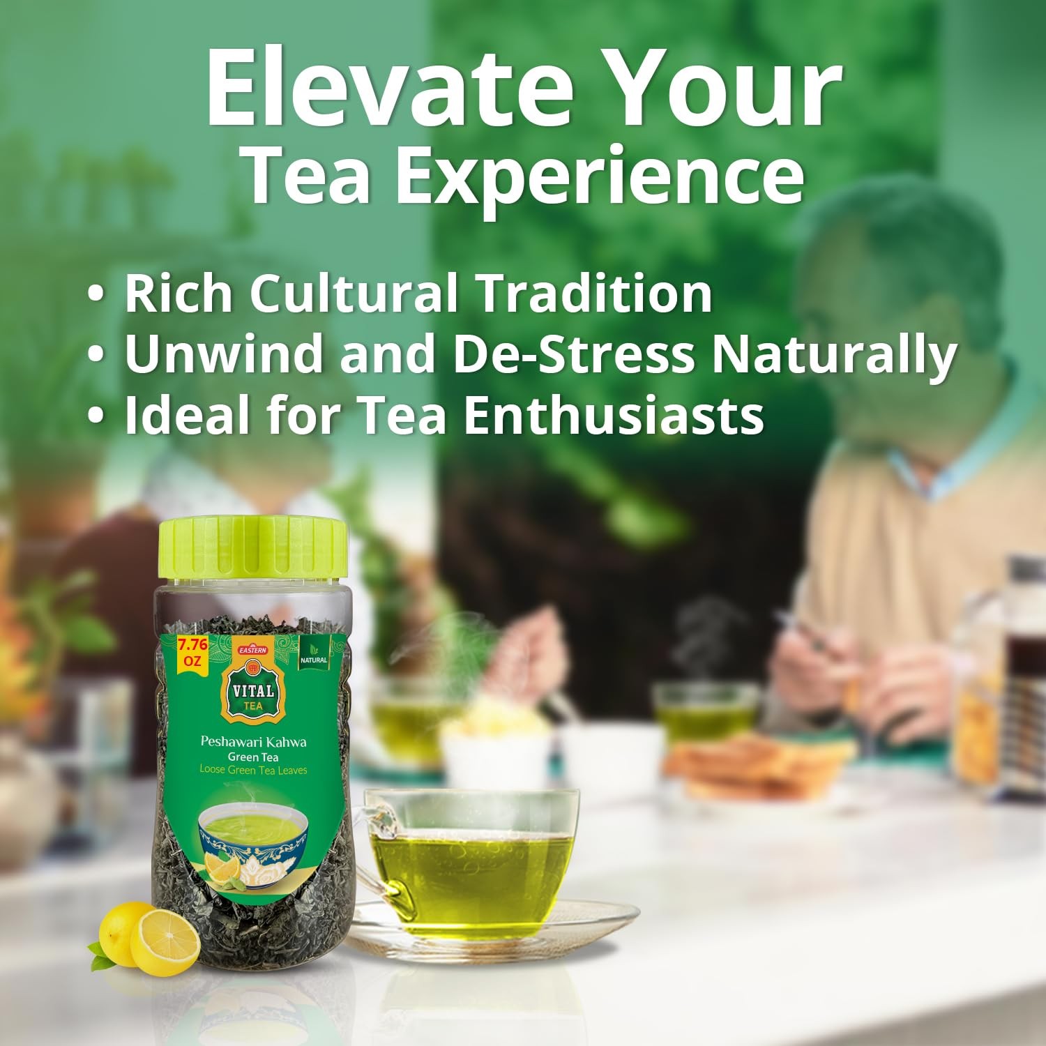 Peshawari Kahwa Tea – 220g Loose Leaf Jar, Premium Green 1 Count (Pack of 1)