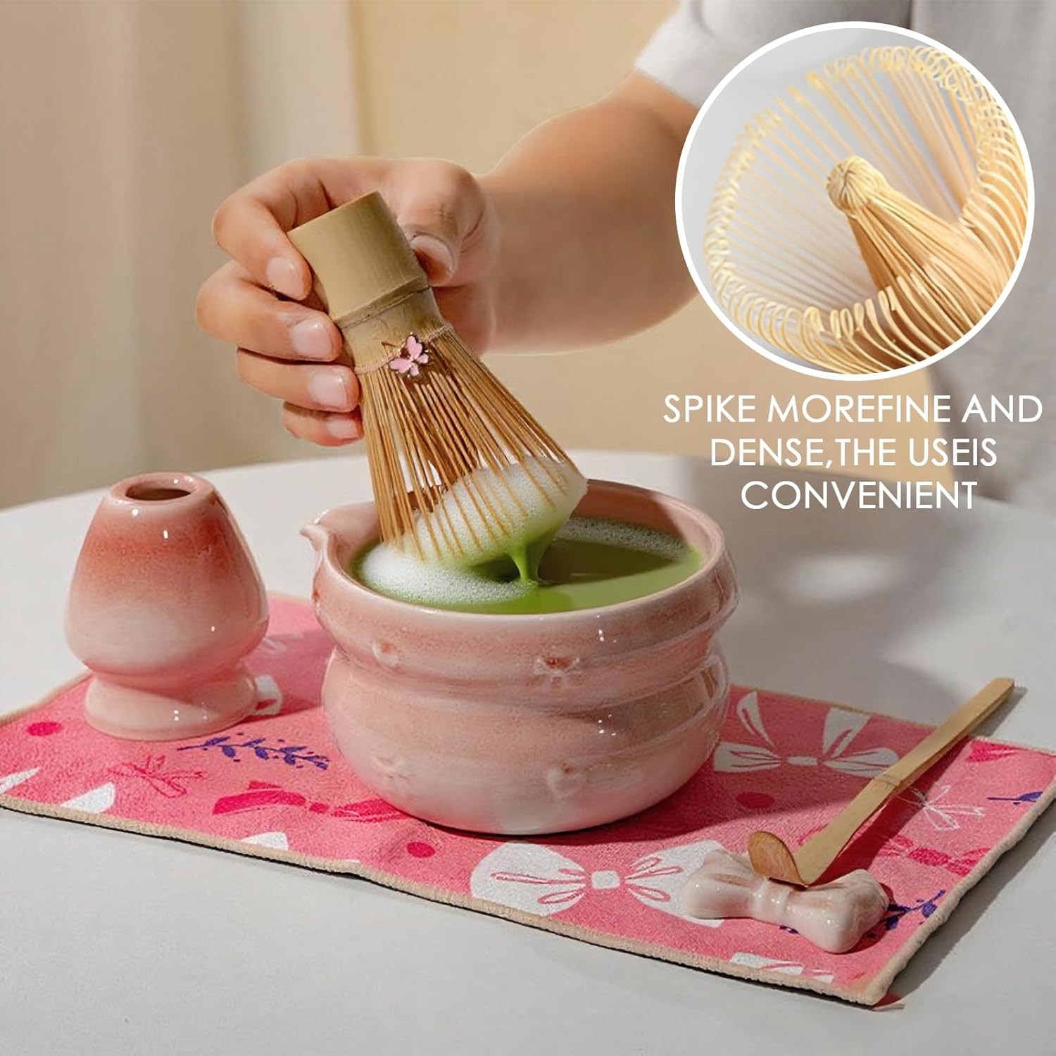 Matcha Whisk Set 8Pack Ceramic Matcha Kit Bowl Spout Bamboo Tea Whisk Scoop DIY
