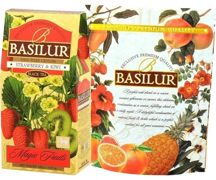 Basilur Strawberry and Kiwi Premium Ceylon Tea 100g FREE SHIPPING WORLD WIDE