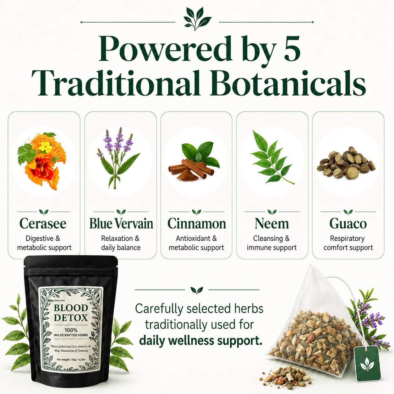 Blood Detox Herbal Tea Jamaica Blend 100% Chef Tijani Inspired Herbal Garden Tea