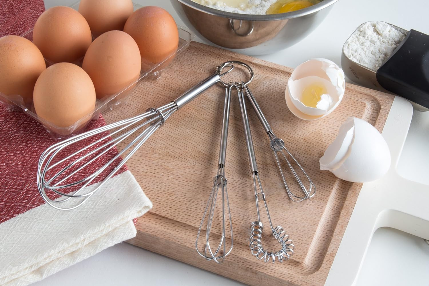 Mini Whisks, Chrome Plated, Set of 4, Metallic, 8 X 2 X 1.75 Inches
