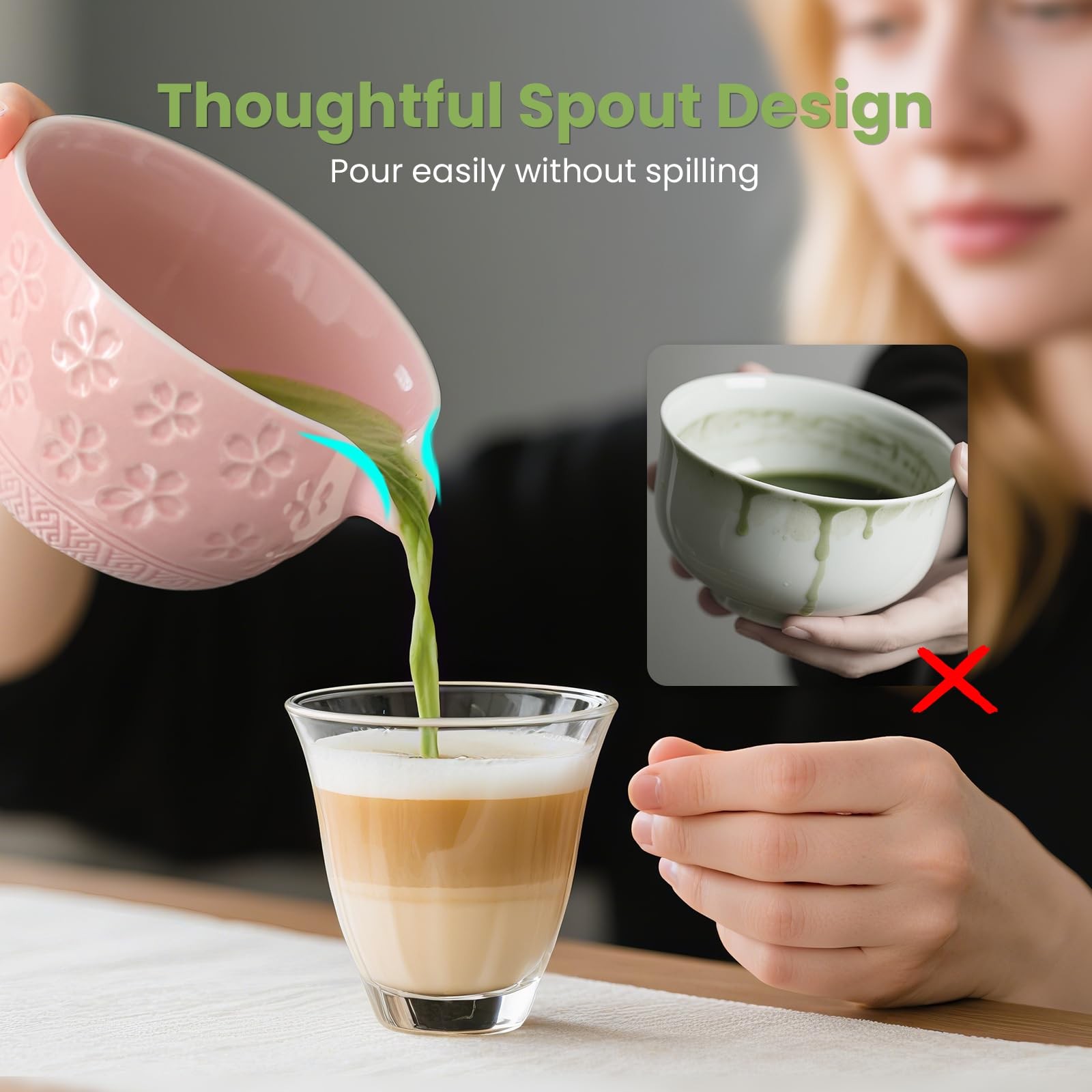 Matcha Whisk Set, Pink Matcha Kit (9 Pcs) Includes Bowl, Whisk, Holder, Scoop…
