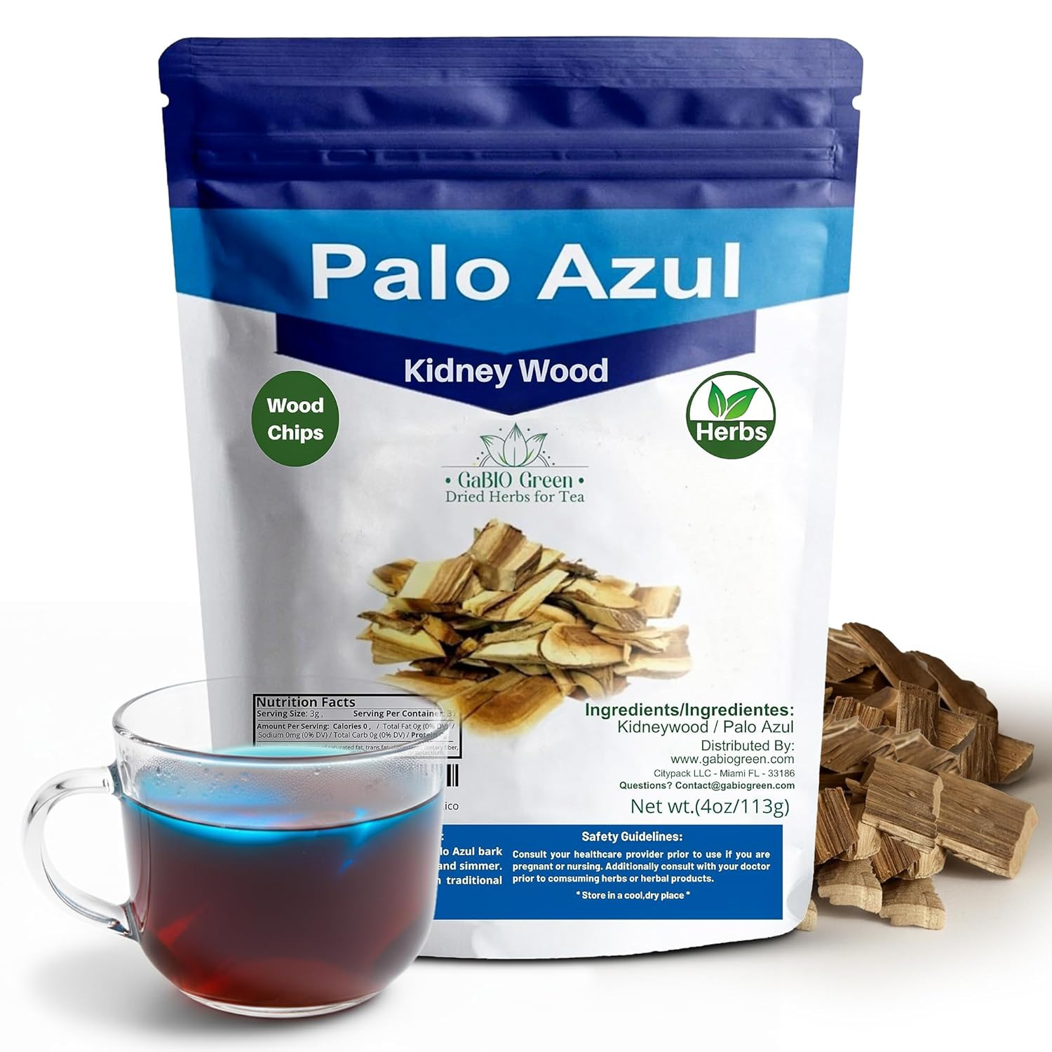 Kidney Wood 4 Oz, Resealable Bag , Blue Stick Tea , Palo Azul Tea Bark , Palo Az