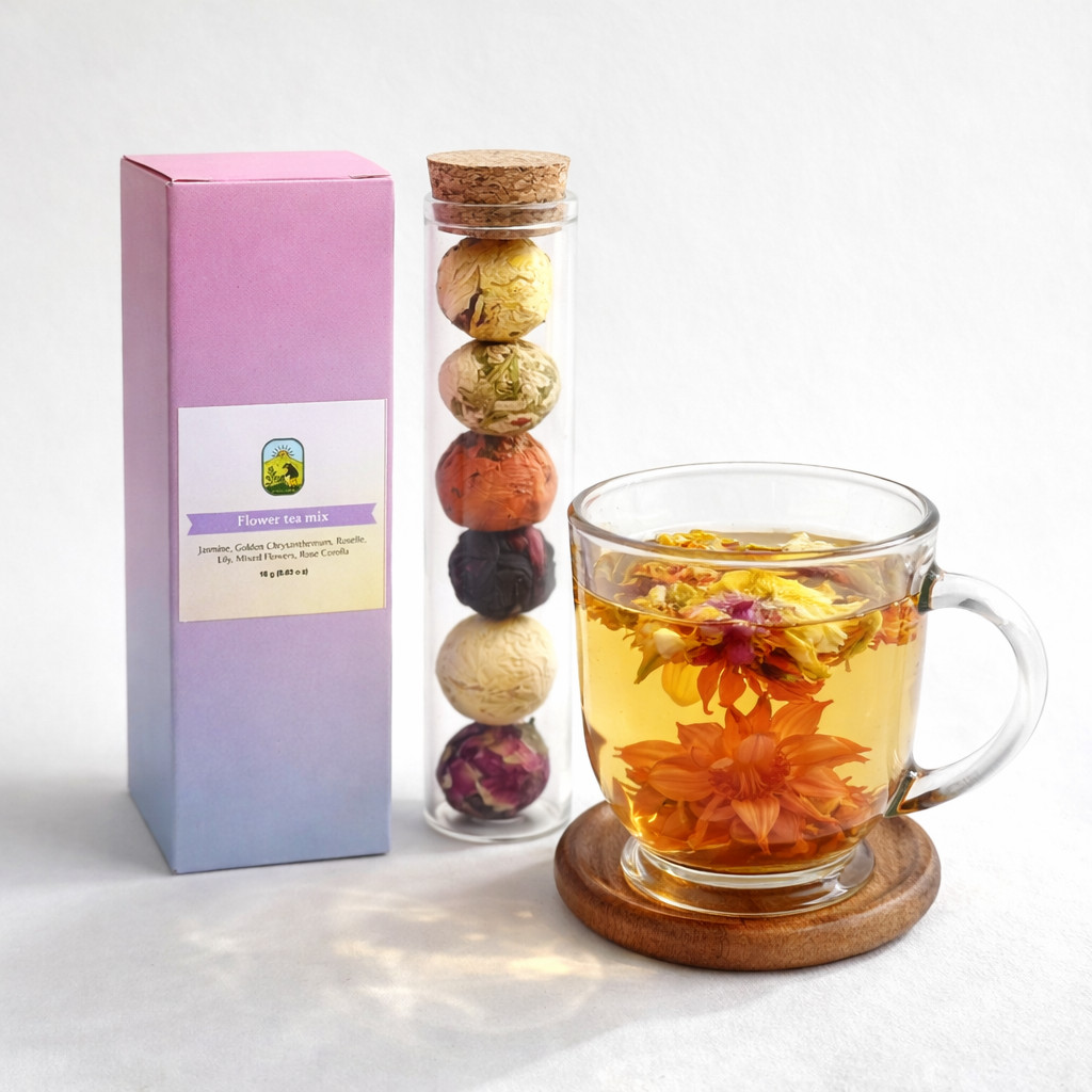 Blooming Flower Tea Balls 6 Pack Jasmine Rose Chrysanthemum Chinese Floral Tea