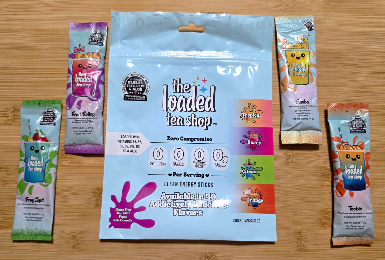 The Loaded Tea Shop Clean Energy Sticks, Zero Sugar Vegan, Gluten Free, 0.39 oz