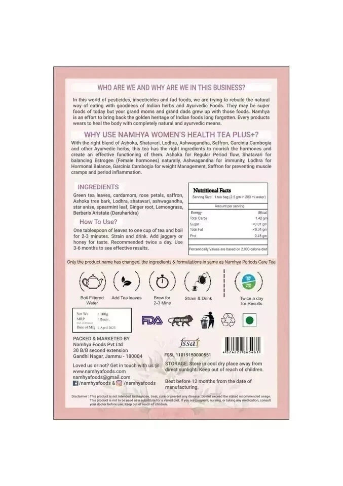 NAMHYA Women’s Health Tea 100g Free Shipping World wide