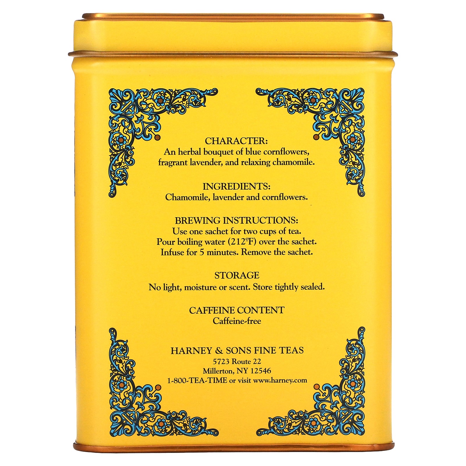 HT Tea Blend, Yellow & Blue, Chamomile and Lavender, Caffeine Free, 20 Sachets,