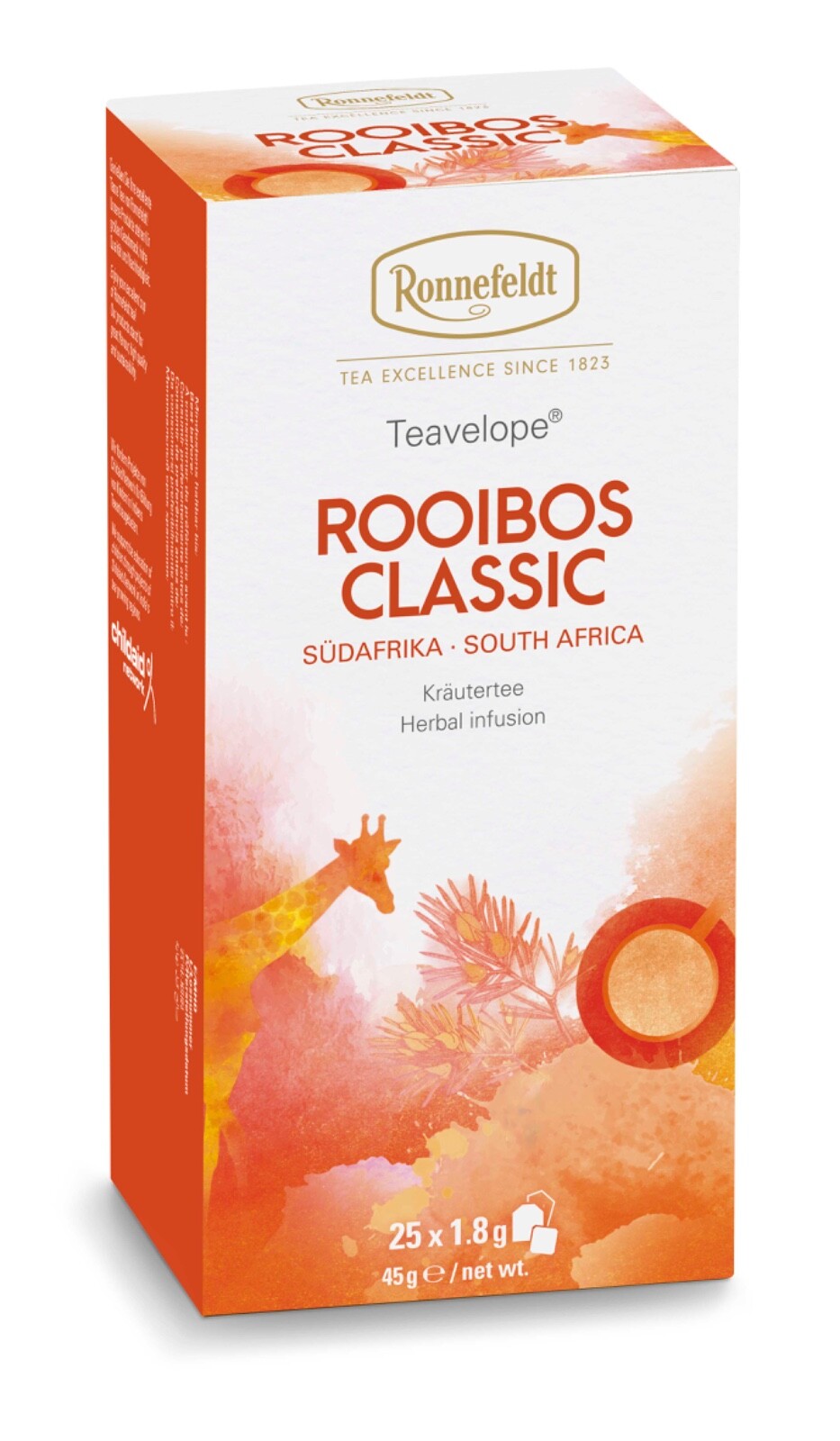 Ronnefeldt Teavelope® ROOIBOS CLASSIC. 25 tea bags herbal tea. Decaf