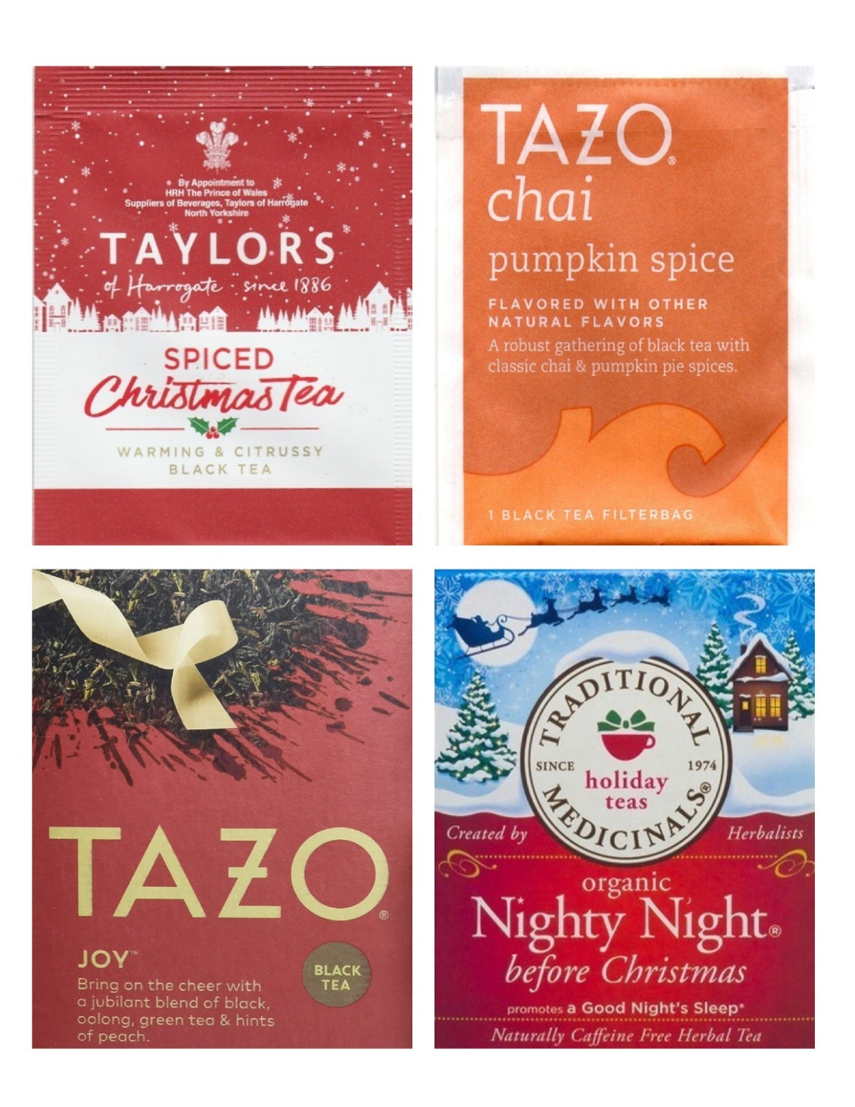 Holiday Tea Bag Sampler Variety Pack – 24 Single-Serve Varieties – 8 Brands