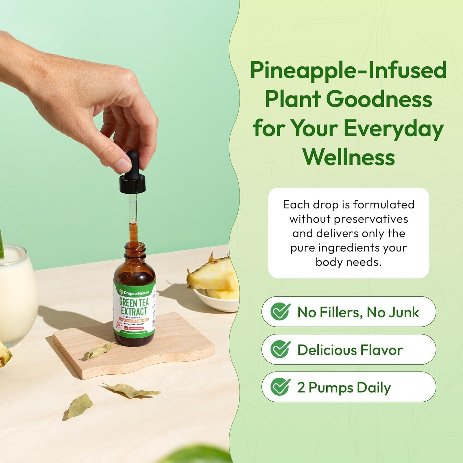 Green Tea 10:1 Extract 50% EGCG – Green Tea Liquid Drops – Vegan, 4X More Powerf