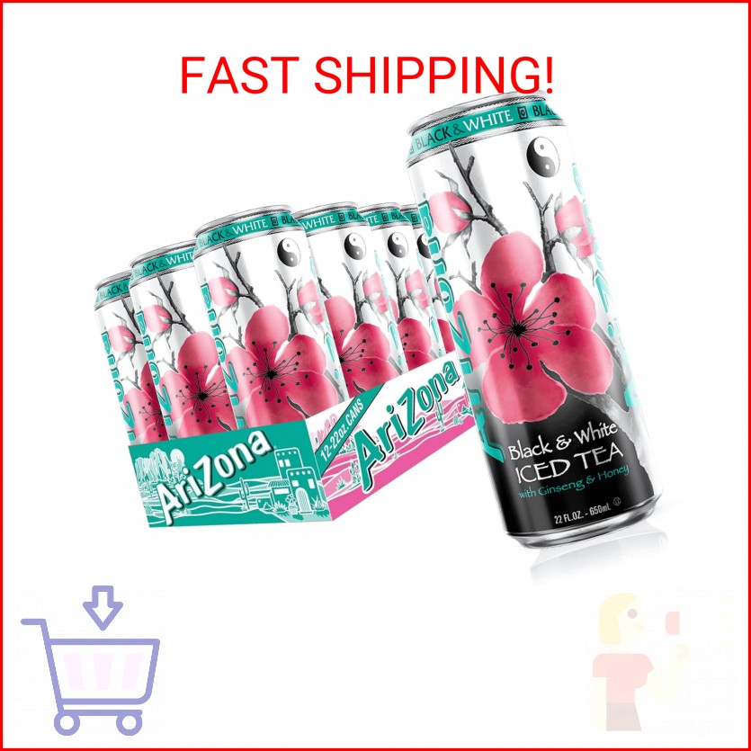 AriZona Black and White Tea – Big Can, 22 Fl Oz (Pack of 12)