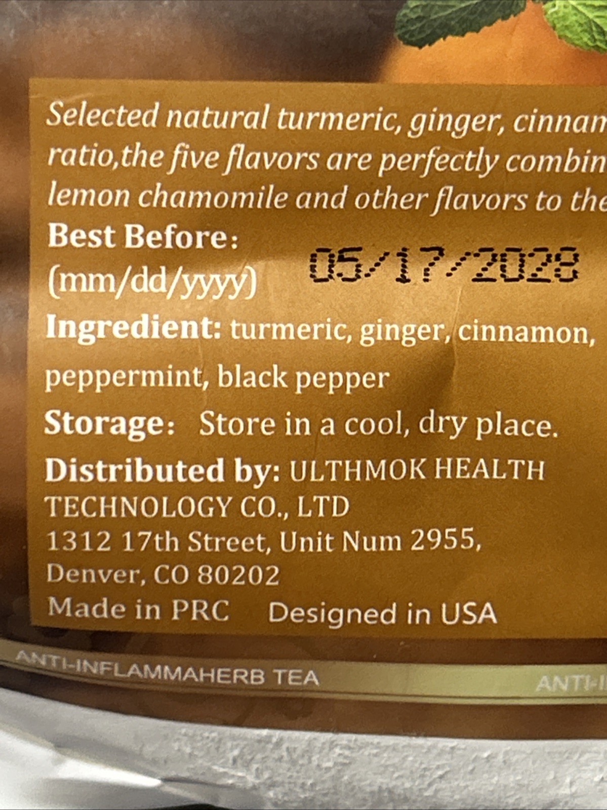 Premium Anti-inflammaherb Loose Leaf Tea Herbal Tea 60 Bags