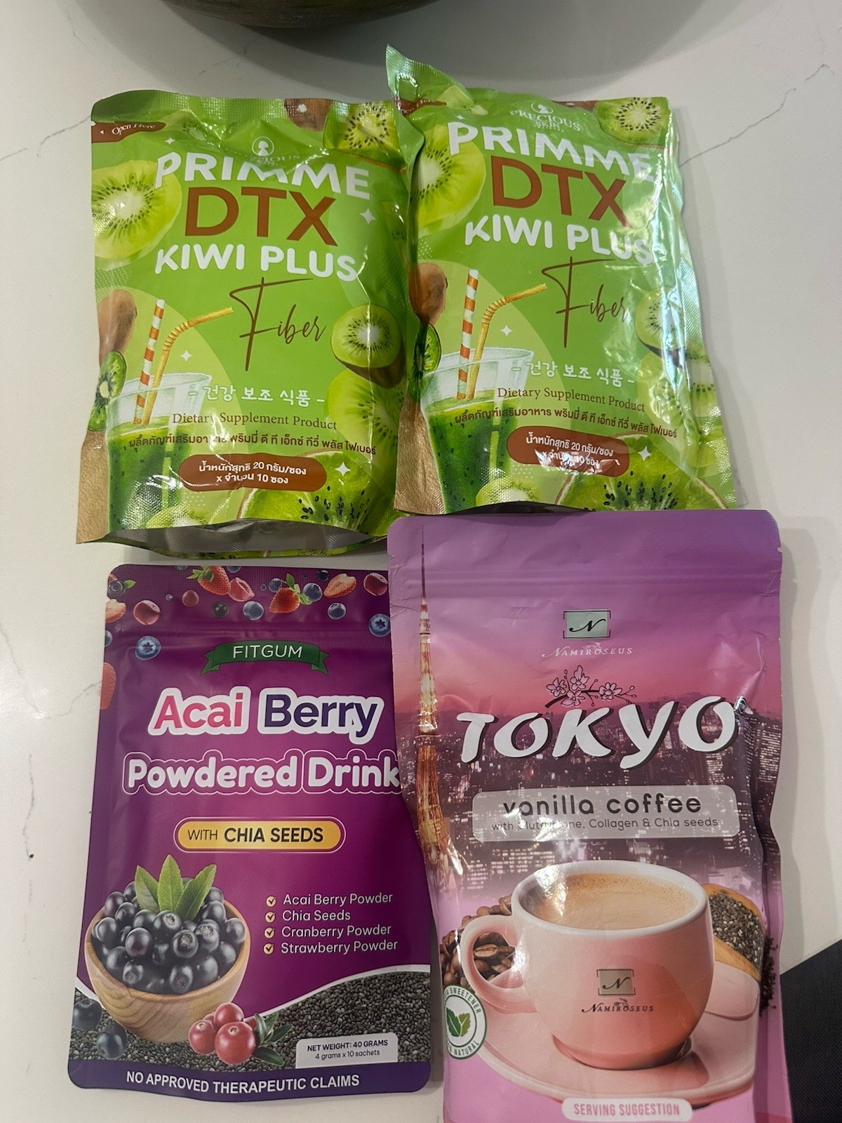 Fitgium Acai Berry Drink Powder w/ Chia, Caffeine Free, Halal, 10pk 200g