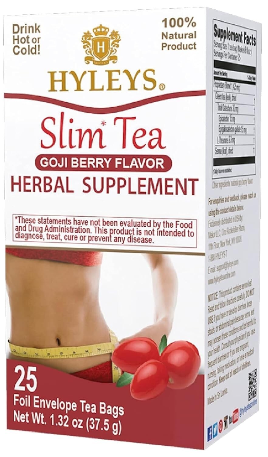 Hyleys Slim Tea Goji Berry Flavor – Weight Loss Herbal (6 PACKS) (150 TEA BAGS)