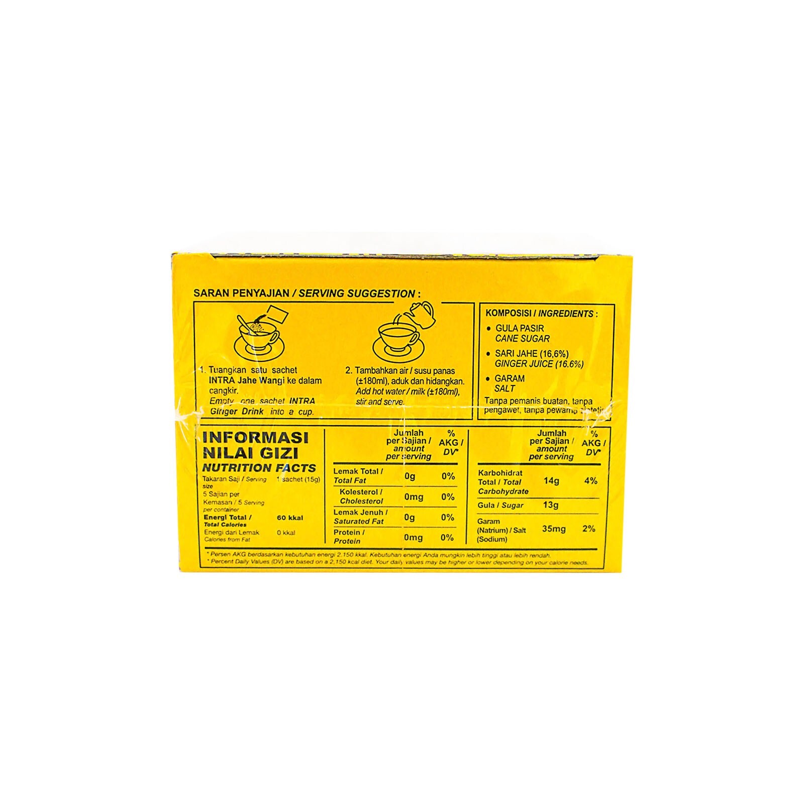 Intrafood Indonesia Ginger Tea Jahe Wangi (15g x 5sachets) Box of 4