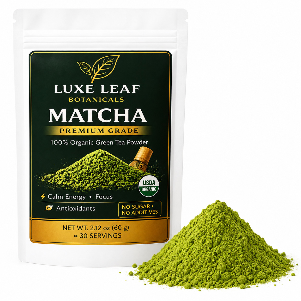 Luxe Leaf Botanicals Pemium Ceremonial Matcha Green Tea Powder 2.12 oz. (60 g)
