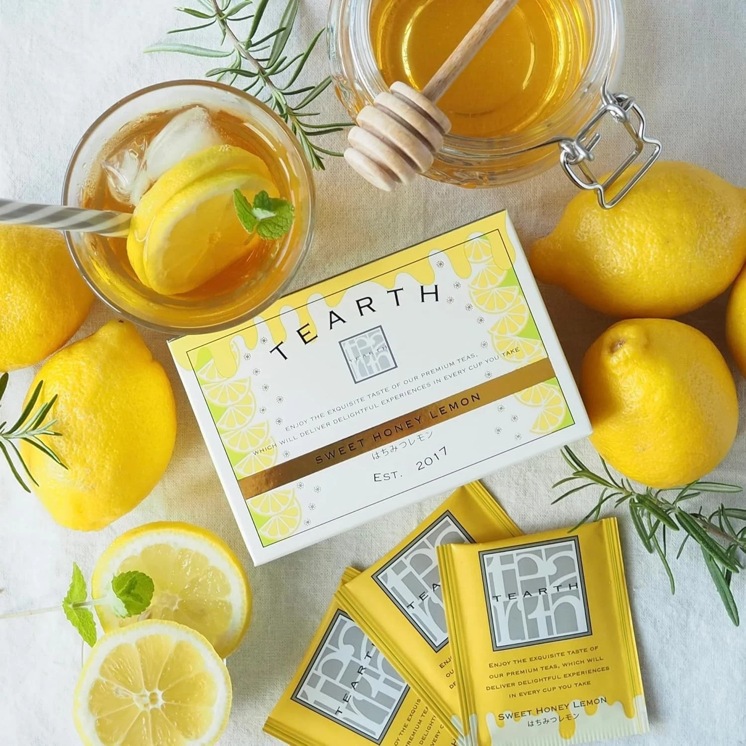 TEARTH Honey Lemon Flavored Japanese Black Tea 50 Tea Bags Made in Japan