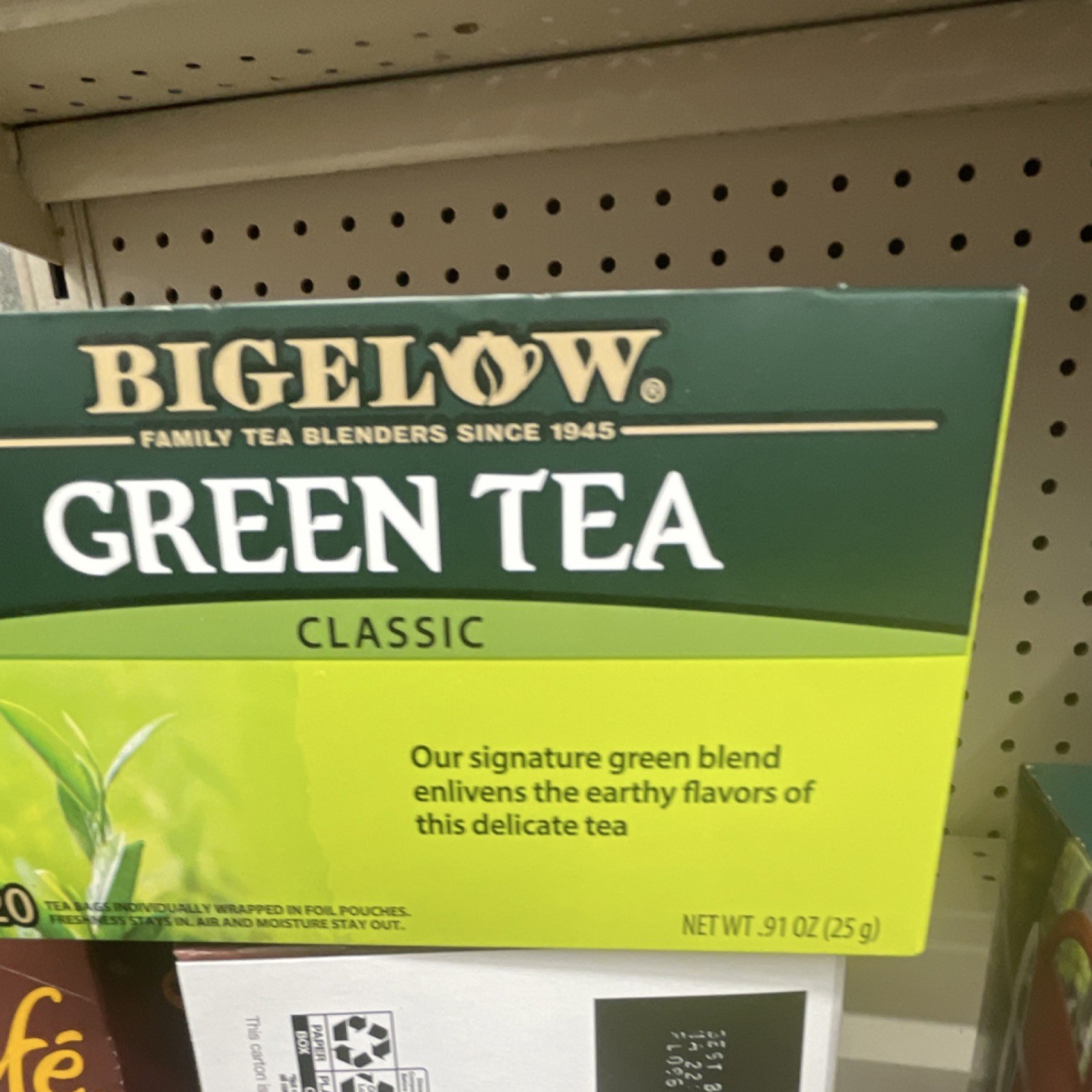 Bigelow Green Tea Classic 20 Bags 25g Certified B Corp Ethical Tea Exp Aug 2027