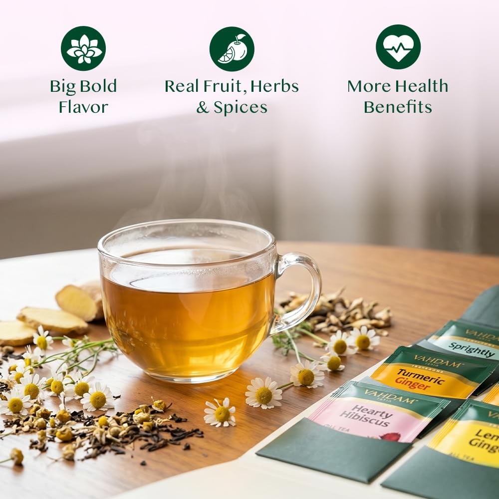 , Assorted Herbal Tea Sampler (18 Tea Bags, 9 Flavors) Caffeine-Free, Non-GMO…