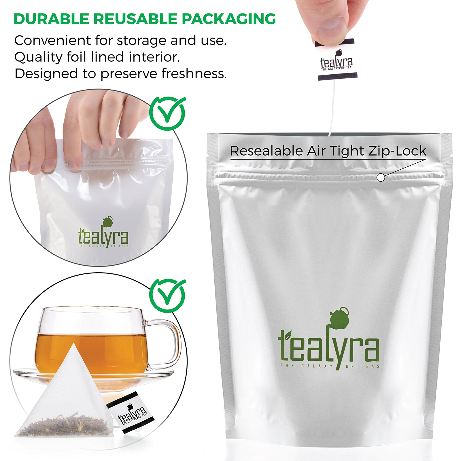 – Cream Earl Grey Tea Pyramids Bags – Classic Black Leaf Tea – Citrusy with V…