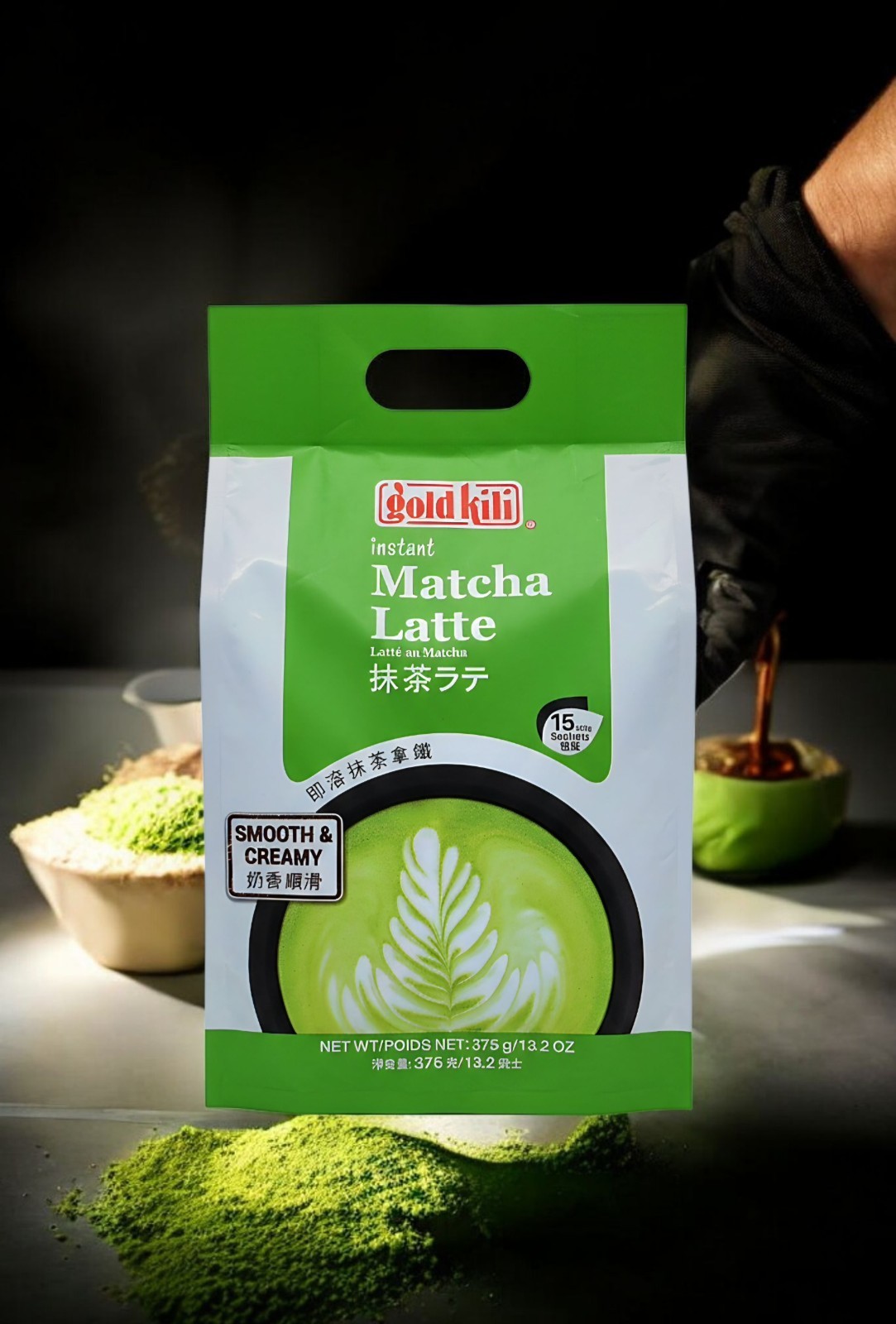 Gold Kili Matcha Latte | Instant Powder Mix | Japanese Style | 15 Sachets 375g