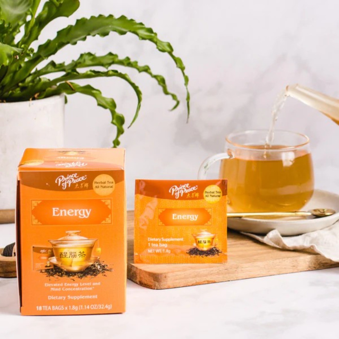 Energy Tea-Peppermint Green Tea-Wellness Tea-Herbal Tea-18 Tea Bags-Healthy Tea