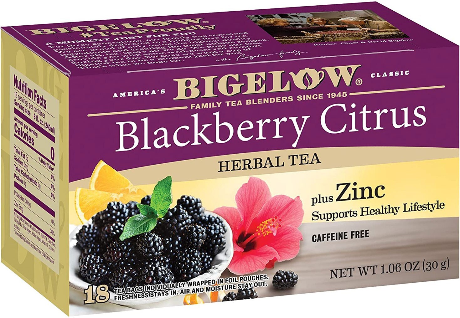 Bigelow Blackberry Citrus Herbal Tea – 18 tea bags