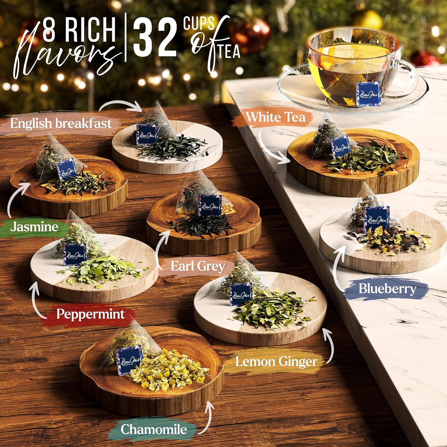 Tea Gift Set for Women – Tea Sampler Gift Set Box Variety Pack – Includes 32 Loo