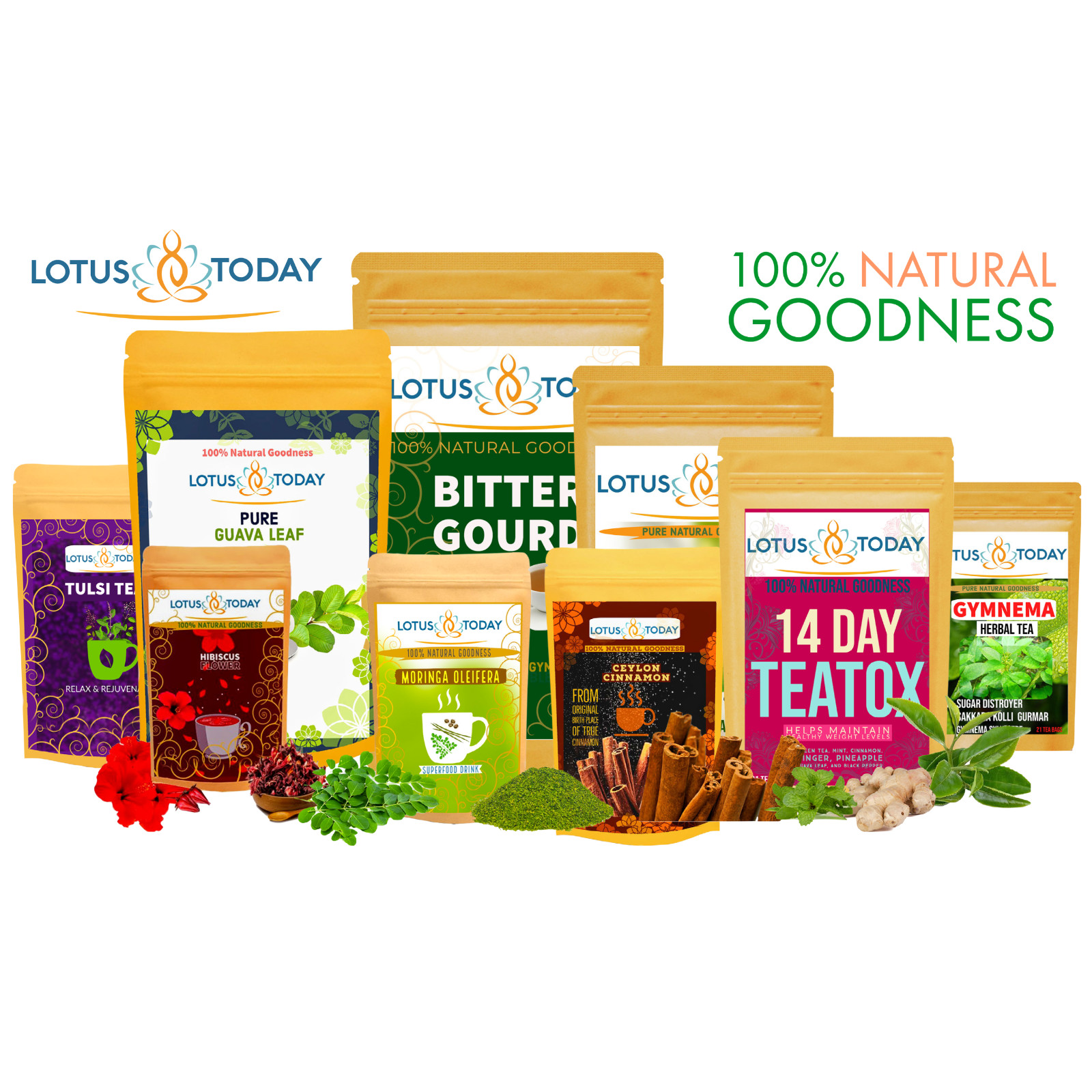 Herbal Tea selection Green tea Detox Tea Spice chai Tea Black, Natural Flavour