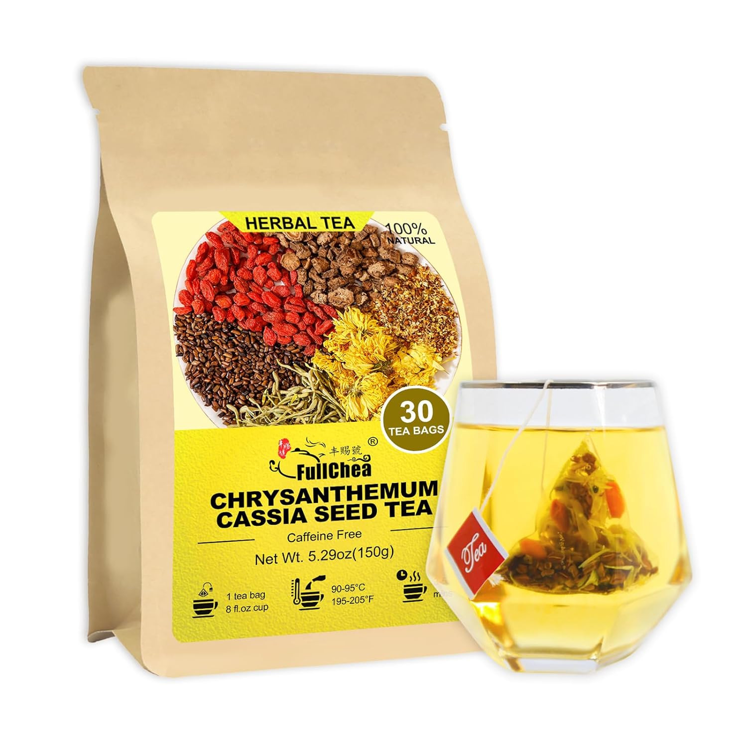 Fullchea – Chrysanthemum Cassia Seed Tea, 30 Teabags, 5G/Bag – Burdock Root, Goj