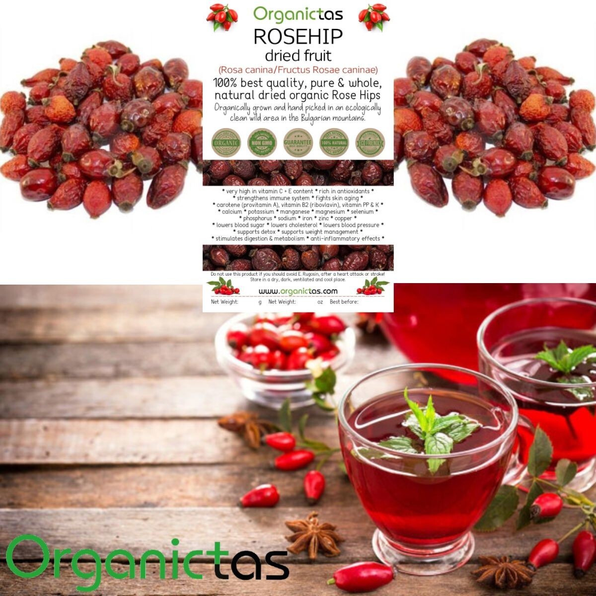 ROSEHIPS TEA Organic Rosehip Tea Best Premium Quality Dried Rose Hip 100g/3.56oz