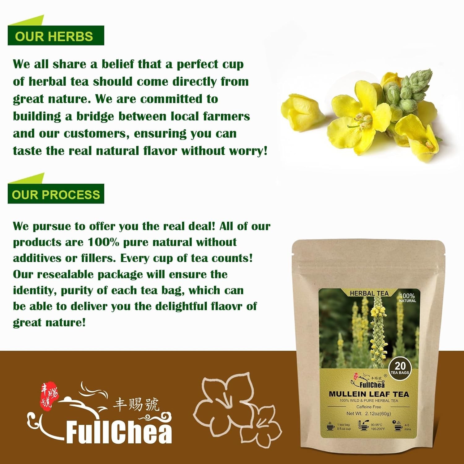 Easy Brew Mullein Leaf Tea Bags – 20 Counts, Earthy Flavor & Natural Benefits