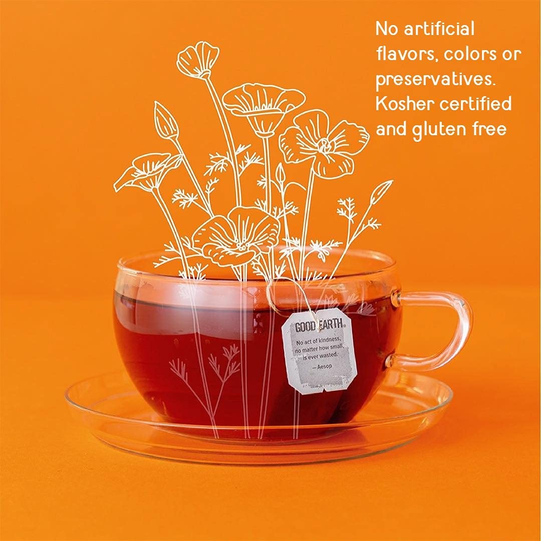 Good Earth Herbal & Black Tea, Sweet & Spicy, 18 Tea Bags Packaging May Vary