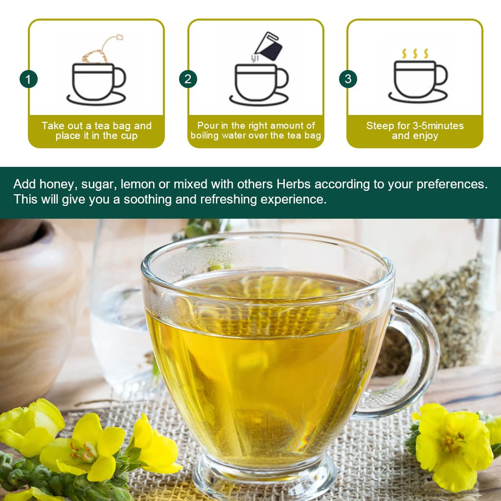 Mullein Leaf Tea Bags – Lungs Cleanse and Respiratory Support, Herbal Teas, Caff