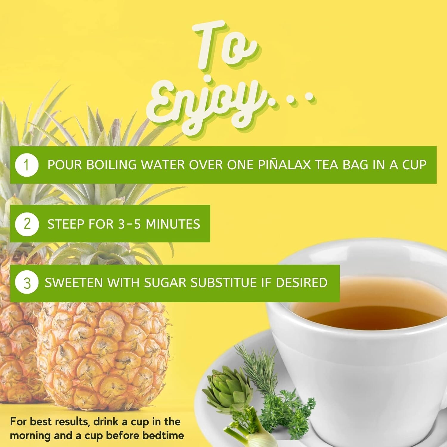 Piñalax 60 Teabags – for Digestive Support & Diet Pineapple Herbal Tea from Peru