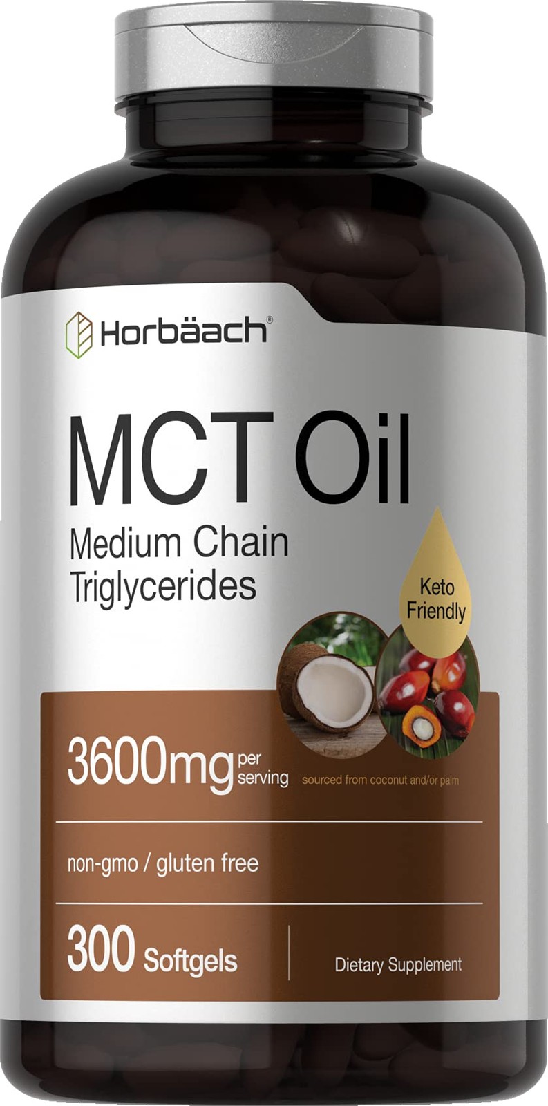 Horbäach MCT Oil Pills | 3600mg | 300 Softgel Capsules 300 Count (Pack of 1)
