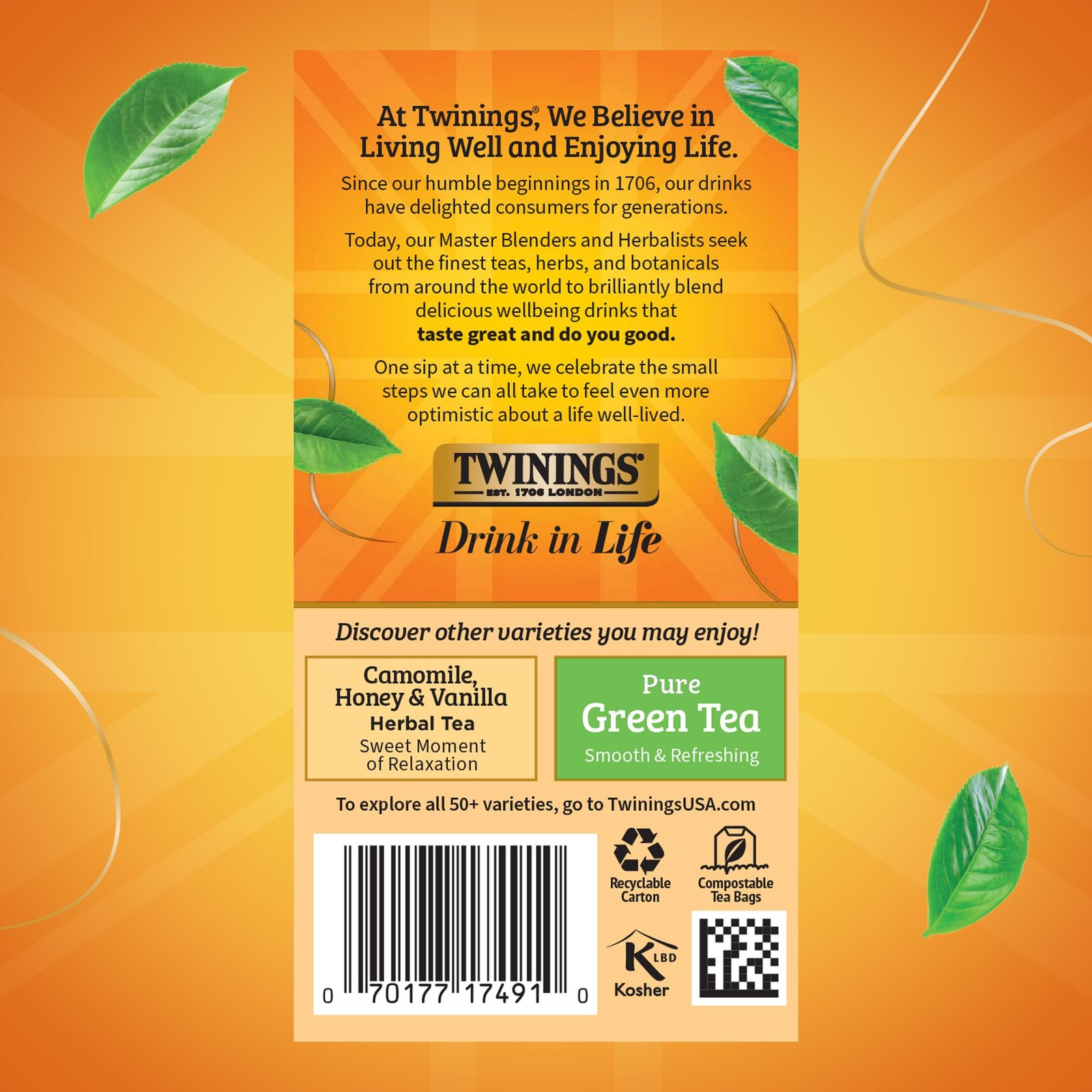 Twinings Peppermint Creamy Vanilla Herbal Tea 20 Count Fresh Sealed Bags