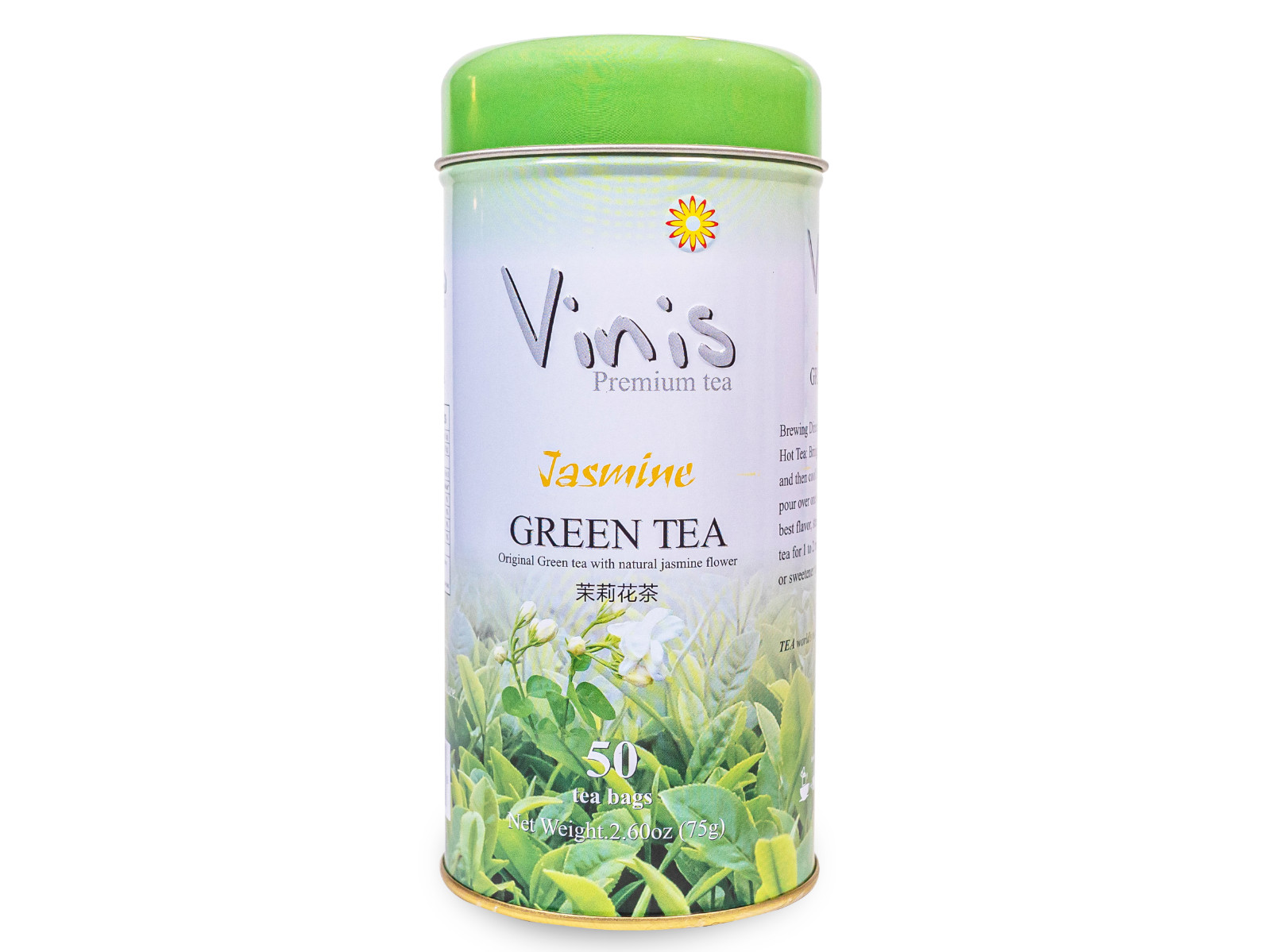 Vinis Premium Jasmine Green Tea Box of 6 Tins, 50 tea bags per Tins