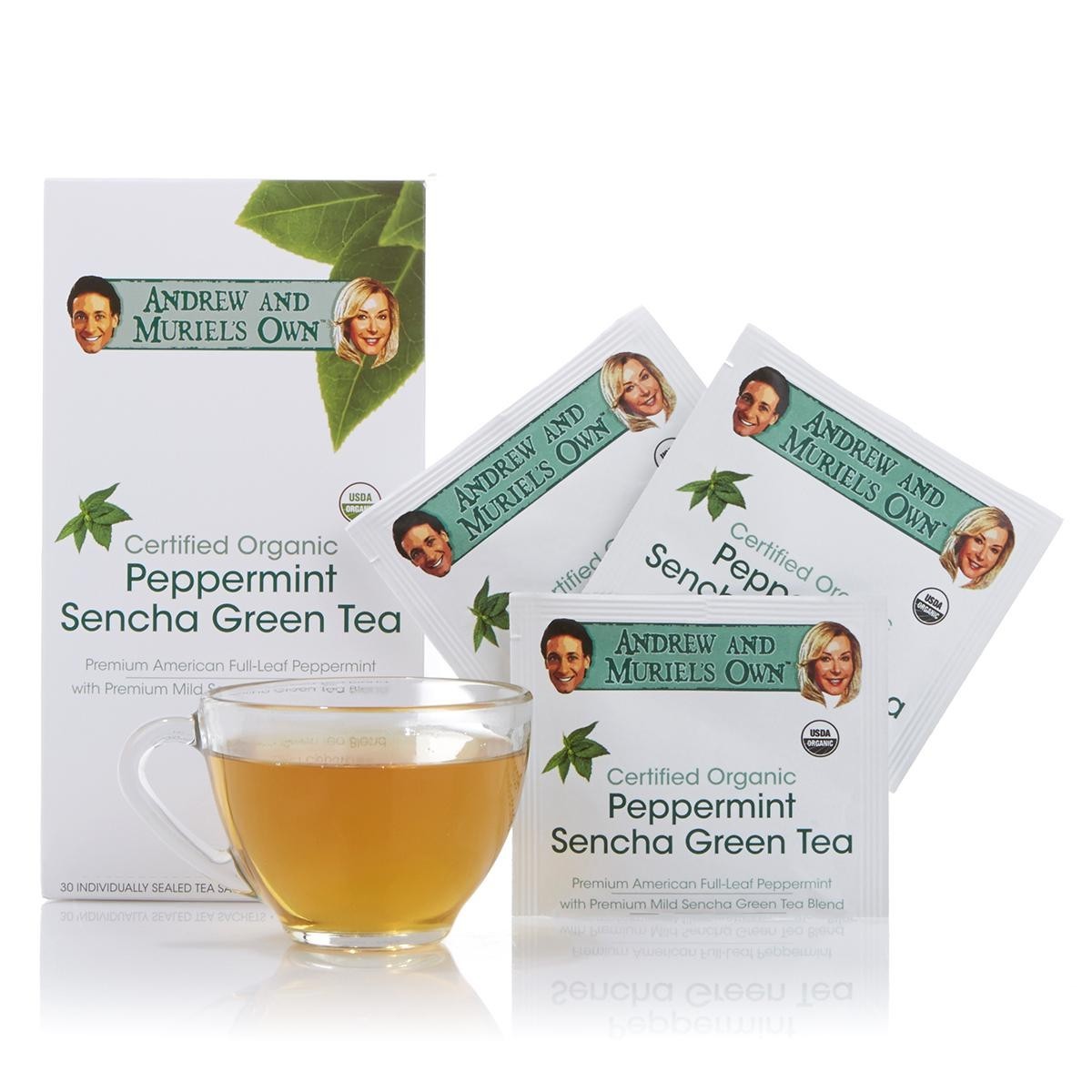 Andrew’s Own Certified Organic Peppermint Green Tea, 30 Sachets, New, Ships Free