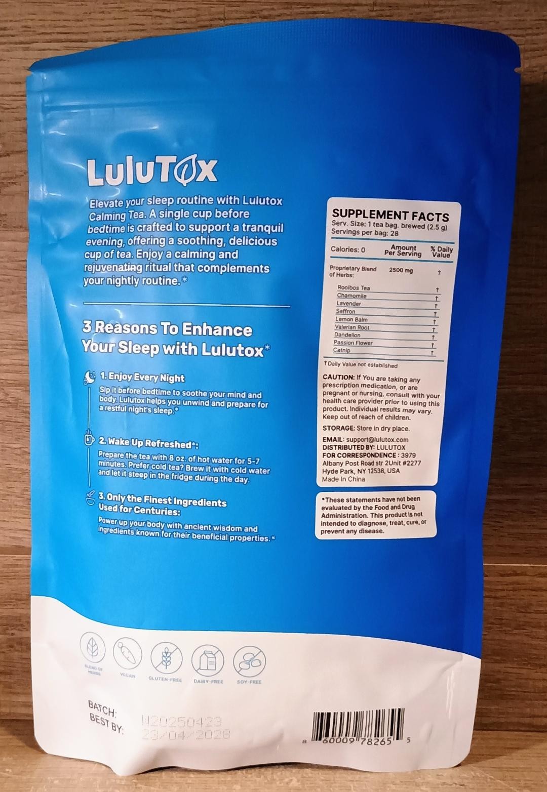 Lulutox Sleep Tea, Cortisol Calming Tea with Chamomile, Lavender, Valerian Root