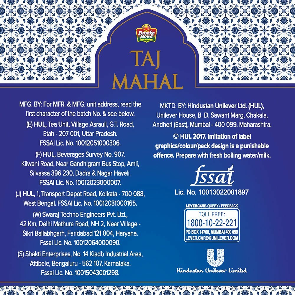 Brooke Bond Taj Mahal Tea Darjeeling India Brand Original Assam Chai -100GM -1kg