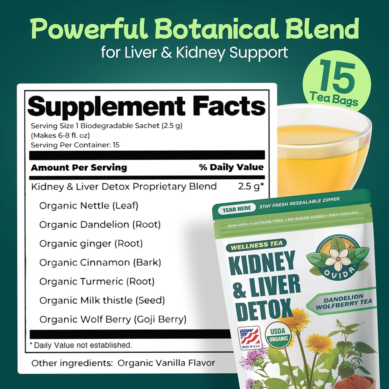 Premium Liver Detox Tea Natural Kidney Health Tea Dandelion Wolfberry Herbal Tea