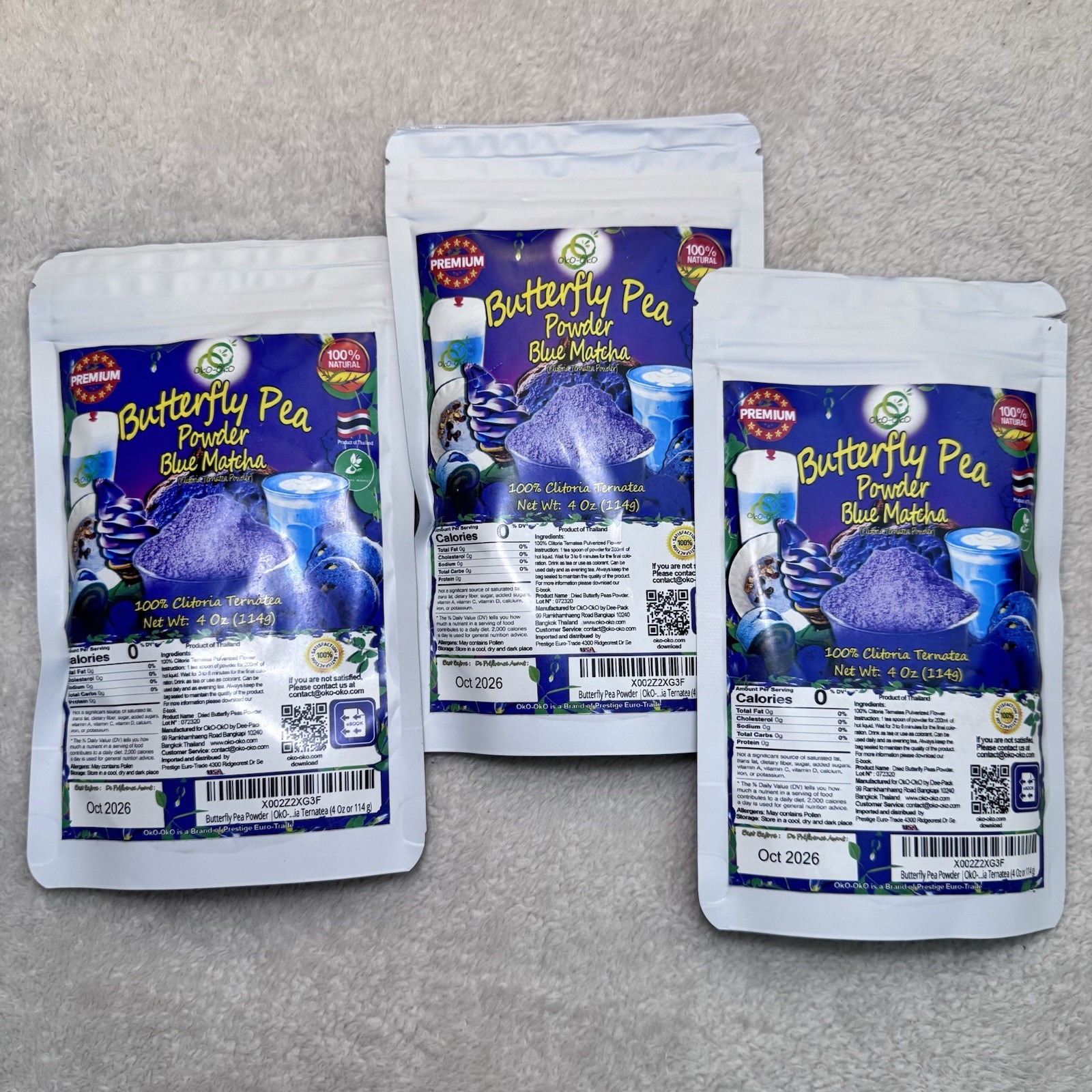 Blue Matcha Butterfly Pea Flower Powder Premium Quality from Thailand x 3