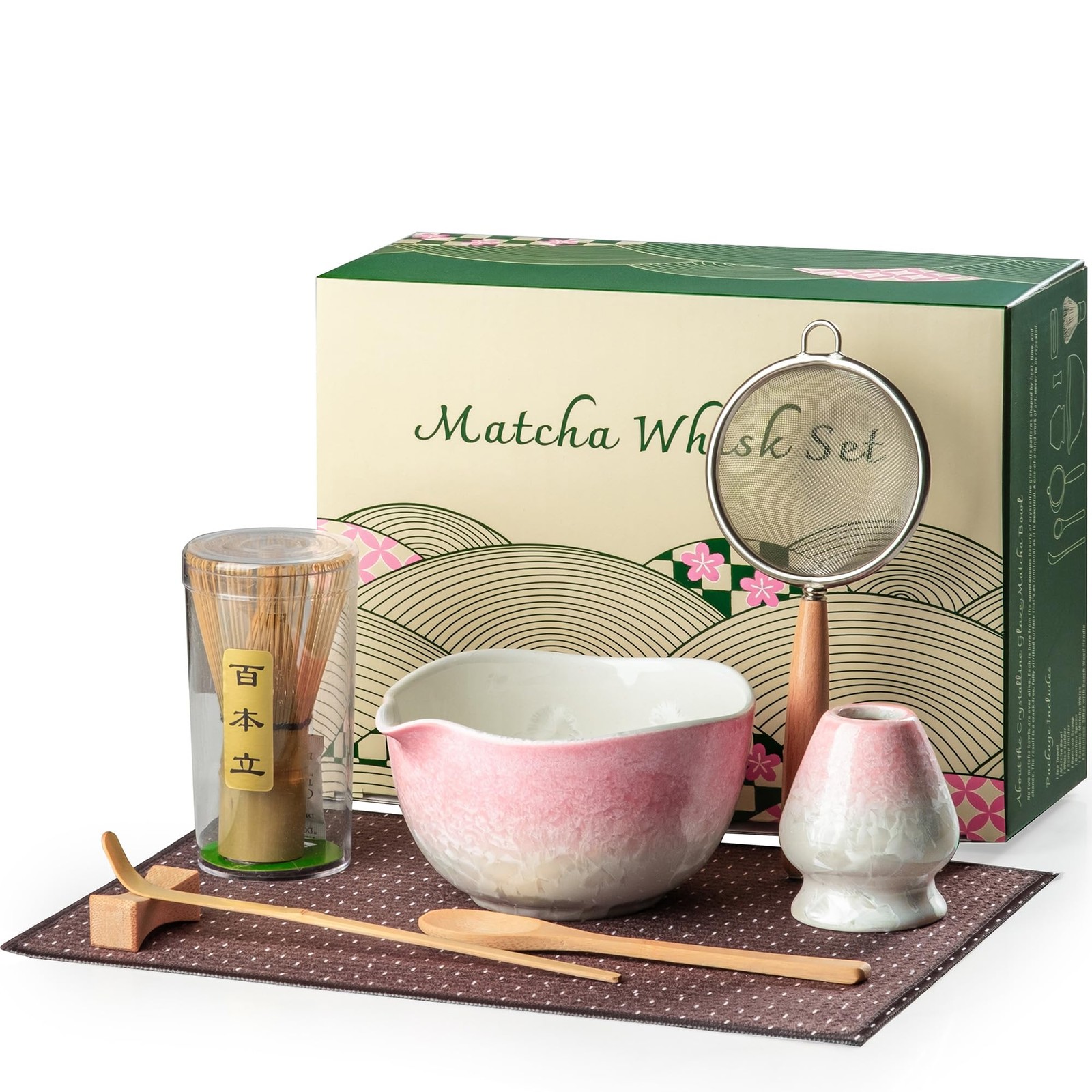 Matcha Whisk Set, Handcrafted Crystalline Glaze Matcha Set, 8 Pcs Matcha Kit …